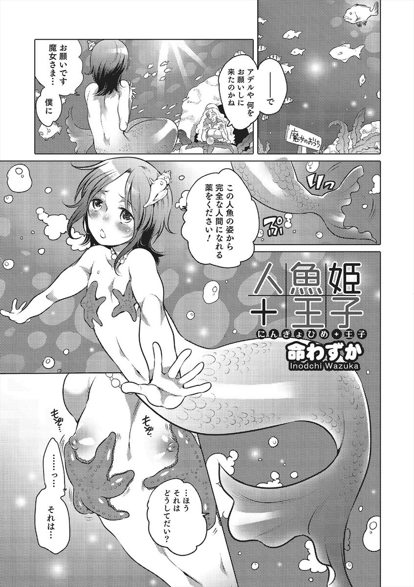【エロ漫画】ショタの可愛い人魚が人間に生まれ変わって王子様とアナルセックス…チンポと乳首を擦りつけ念願の挿入